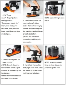 Masina de productie a insignelor, dispozitiv 25 mm, kit complet cu 500 piese, maner ergonomic, ideal pentru personalizare, branding, ateliere creative si activitati DIY - Img 9