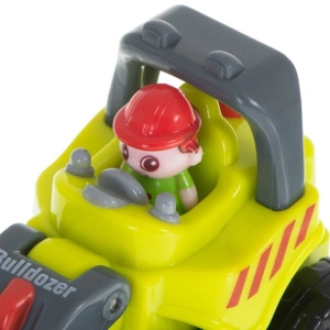 Mini buldozer pentru copii, verde lime cu gri antracit, 6.7 x 5.5 x 4 cm, utilaj de constructie cu lama mobila, roti mobile, ambalaj PVC - Img 6