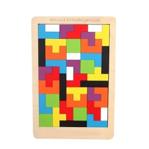 Mini puzzle din lemn 3in1 pentru copii,asamblare logica,tetris - Multicolor - Img 1
