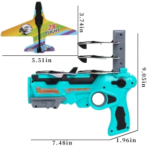 Pistol de jucarie pentru copii,lansator de 4 avioane,pistol alb - Img 4