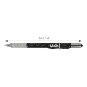 Pix multifunctional 6 in 1, rigla, 2 surubelnite, touchscreen, nivela cu bula, metal, 14.8 cm, negru-argintiu - Img 6