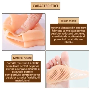 Protectii din silicon pentru picioare, previn durerile si bataturile, lavabile, reutilizabile, anti-alunecare, elastice, potrivite pentru orice incaltaminte, marime universala, crem - Img 2