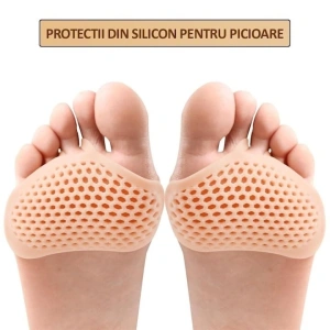 Protectii din silicon pentru picioare, previn durerile si bataturile, lavabile, reutilizabile, anti-alunecare, elastice, potrivite pentru orice incaltaminte, marime universala, crem - Img 3