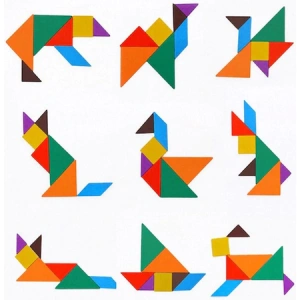 Puzzle din lemn 3in1 pentru copii,asamblare logica,tetris,38 piese - Multicolor - Img 5