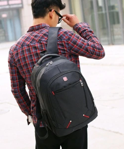 Rucsac barbati laptop impermeabil, antifurt, compartiment mare, material Oxford poliester nylon, ergonomic, scoala business calatorii, negru - Img 7