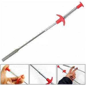 Sarpe pentru desfundat tevi, cu carlig, flexibil, metal/plastic, multifunctional, lungime 60 cm, rosu - Img 3