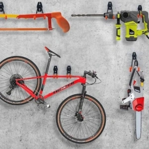 Set 12 carlige metalice perete pentru organizare garaj, suport scule, bicicleta, furtun, montaj inclus, negru portocaliu - Img 8