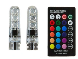 Set 2 becuri auto, LED, T10, RGB, 12V, telecomanda inclusa - Img 6