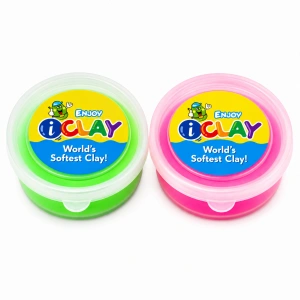 Set 2 culori plastilina neon pentru proiecte artistice, verde neon si roz neon, 2 x 18 g