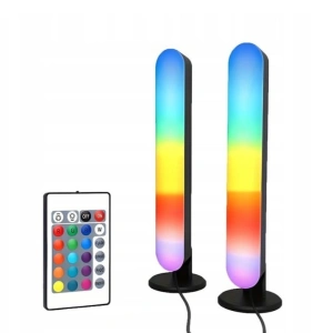 Set 2 lampi LED RGB, 12 culori, 4 moduri de iluminare, montare verticala sau orizontala, alimentare USB, telecomanda inclusa, 26.5 x 4.1 x 3.5 cm, negre - iluminare moderna, dinamica si personalizata