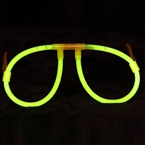 Set 2 ochelari decorativi fluorescenti pentru petreceri si festivaluri, design rotund, accesorii luminoase din plastic, galben - Img 3