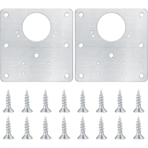 Set 2 placi pentru repararea balamalelor mobilier, inox rezistent, montaj rapid cu suruburi incluse, 9 x 9 cm, argintiu