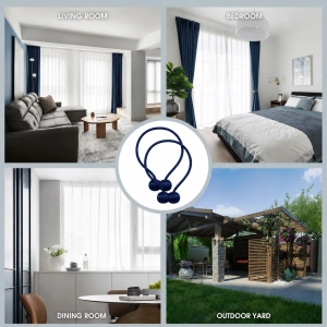 Set 2 suporturi magnetice pentru perdele, snur decorativ impletit, 44 cm, albastru inchis, magnet puternic - Img 2