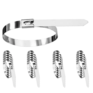 Set 20 bride metalice inox 350 mm, coliere autoblocante din otel inoxidabil pentru fixarea cablurilor, conductelor si tevilor - Img 10