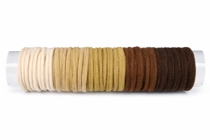 Set 20 elastice par textile 4.5 cm, culori crem, bej, camel, maro, maro inchis, cu tub depozitare transparent - Img 3