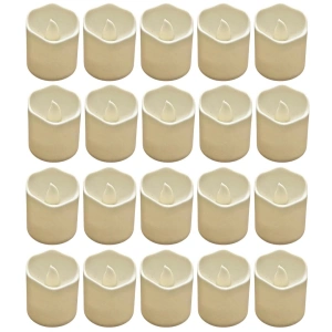 Set 20 lumanari decorative LED ivoire 3.9 x 3.6 cm, iluminare galbena tip flacara, 40 baterii LR1130 AG10 incluse, pentru amenajare interior, mese, petreceri si aniversari