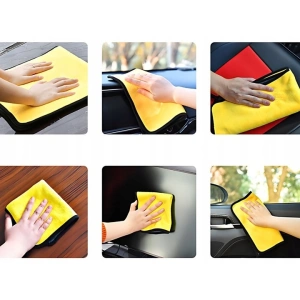 Set 3 prosoape din microfibra, absorbante si cu uscare rapida, 30 x 30 cm, gri/galben - pentru curatenie eficienta, fara urme si fara zgarieturi - Img 4