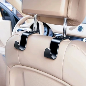Set 4 carlige agatatoare pentru tetiera scaun auto, negru, 12.7 x 6.8 cm, suport pentru genti, pungi si rucsacuri, montaj rapid - Img 3