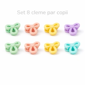 Set 8 cleme par fundita 1.5 cm pentru copii, plastic colorat, cutie hexagonala depozitare accesorii par fetite - Img 6