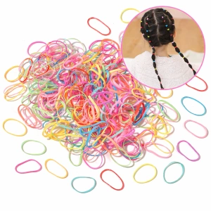 Set accesorii par copii cu cutie organizator, 26 elastice textile 2 cm, 80 elastice cauciuc multicolore si 5 cleme fluturasi 0.8 cm - Img 5