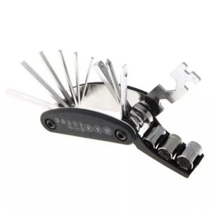 Set chei multifunctionale pentru bicicleta, 16 in 1, scule pliabile tip briceag, cu chei imbus, surubelnite, adaptor tubular si cheie spite - design compact si rezistent - Img 3