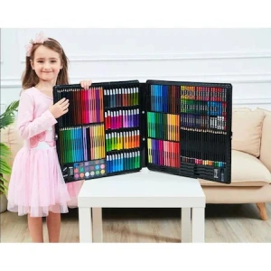 Set complet de copii pentru desenat,colorat,pictat,258 piese,trusa depozitare inclusa - Negru - Img 3