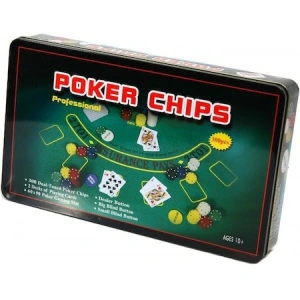 Set complet de poker 300 jetoane,zaruri,carti,jetoane,cutie metalica de depozitare - Img 2