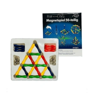 Set de constructie 3D, 50 piese, cu bile magnetice, tije din plastic, 4 culori diferite - Multicolor - Img 2