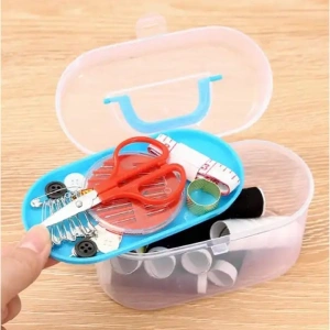 Set de croitorie, 32 de articole diferite, cutie cu clips pentru depozitare, plastic, 12.5 x 7.5 cm, multicolor - Img 2