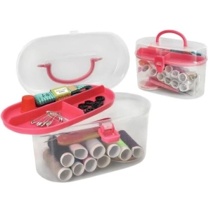 Set de croitorie, 43 articole pentru coasere si reparatii textile, cu cutie depozitare cu capac, multicolor - Img 2