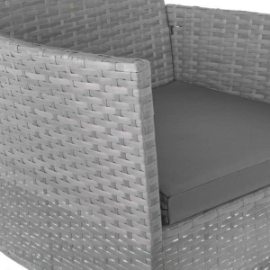 Set mobilier gradina technoratan 4 piese, canapea 2 locuri, 2 fotolii, masa cu blat sticla si perne gri inchis - Img 9
