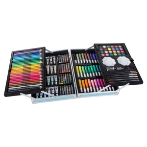 Set pictat si desen, 145 piese, gentuta depozitare stil gemantan, model Unicorn si curcubeu, albastru, 34 x 23 x 9 cm - complet, colorat si usor de transportat pentru micii artisti - Img 8