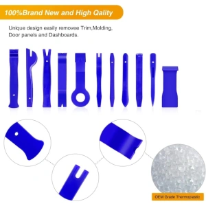 Set profesional 11 chei extractoare pentru demontarea tapiteriei auto si a radioului, material plastic rezistent, 11 piese, culoare albastra - Img 3