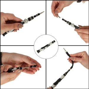 Set surubelnite de precizie 115 in 1, cu 98 biti magnetici si accesorii, maner ergonomic, extensii flexibile, pentru electronice si reparatii fine - Img 9