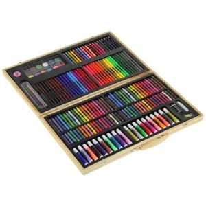 Set,trusa completa pentru copii,desenat,colorat si pictat,180 piese,trusa din lemn - Multicolor - Img 3