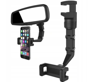 Suport auto pentru telefon, montare pe oglinda retrovizoare, latime reglabila 5-10 cm, rotativ 360°, negru - Img 10