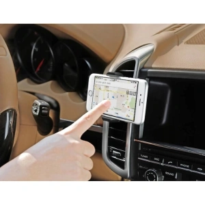 Suport auto pentru telefon, reglabil, prindere pe aeroterma, rotire 360°, compatibil universal, design compact, negru - Img 6