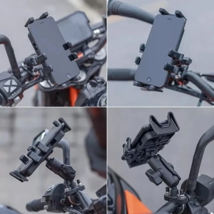 Suport de telefon pentru bicicleta, rotire 360°, negru - Img 2