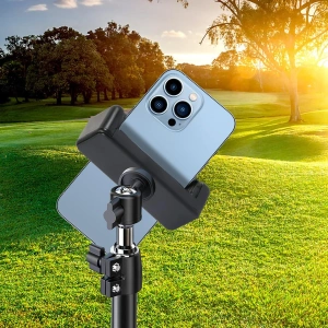 Suport universal pentru telefon cu montura trepied 1/4 inch, adaptor smartphone reglabil pentru monopied, selfie stick si mini trepied, negru - Img 7