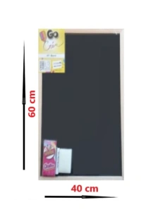 Tabla din lemn pentru copii,desenat si colorat, 40x60 cm, crete,burete si marker incluse - Multicolor - Img 2