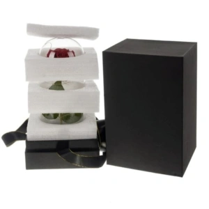 Trandafir criogenat in cupola de sticla cu lumini LED, cadou romantic pentru ocazii speciale, 22 cm, iluminare alb cald - Img 5