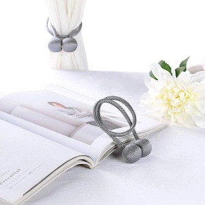 Accesoriu magnetic pentru perdele, snur textil impletit, 44 cm, gri antracit - Img 5