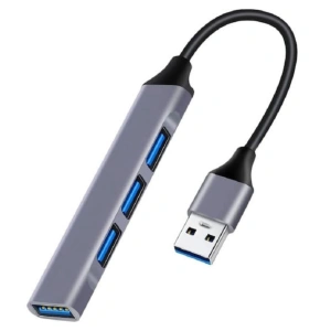 Adaptor USB cu 4 iesiri, transfer rapid de date, USB 3.0 si 2.0, carcasa aluminiu, Plug & Play, pentru laptop si PC