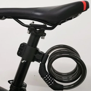 Antifurt cu cifru, suport de atasare pentru bicicleta, otel/PVC, lungime cablu 120 cm, negru - Img 2
