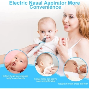 Aspirator nazal pentru bebelusi, electric, 2 capete diferite si 11 filtre, 6 viteze, putere 487 mmHg, albastru - Img 2