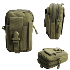 Borseta tactica pentru talie multifunctionala 1L, organizator EDC, poliester rezistent, impermeabil, verde 18 cm - Img 5