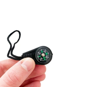 Breloc cu busola si snur, accesoriu drumetii camping orientare, compact si usor, negru, 13 cm - Img 6