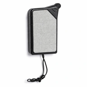 Breloc multifunctional cu touch pentru telefon si pad curatare ecran, ABS si metal, 6 x 2 x 1.3 cm, alb negru