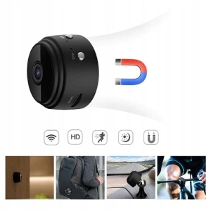 Camera de supraveghere WiFi Full HD 1080p, detectare miscare, suport magnetic 360°, inregistrare pe card microSD, acumulator reincarcabil, negru - Img 4