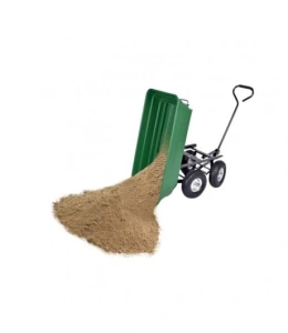 Carucior basculabil de curte,gradina,cadru metalic si cuva din material rezistent,sarcina maxima 250 kg - Verde - Img 8